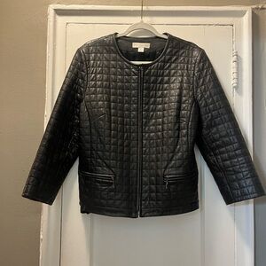 Petite Sophisticate Quilted Leather Jacket